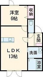 優2024A 1LDKの間取図画像