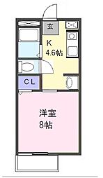 ピアコート栗真 1Kの間取図画像