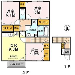 コンフォールC 3DKの間取図画像