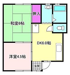 アーデンヒルズ 1階2DKの間取り