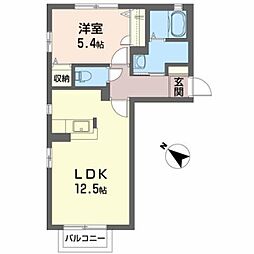 仙台市営南北線 旭ヶ丘駅 徒歩9分の賃貸アパート 2階1LDKの間取り