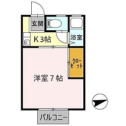 パークハウス　B棟 1階1Kの間取り