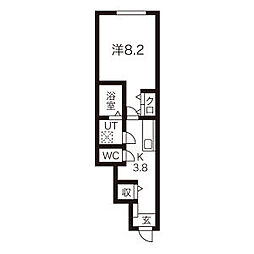 LebeL drie 1Kの間取図画像