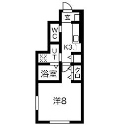 Phoenix(フェニックス)A 1階1Kの間取り