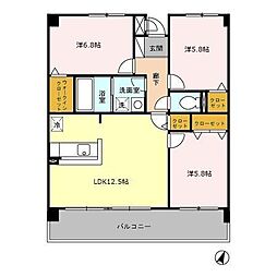 グランディール山王 3LDKの間取図画像