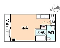 コーポシーバ 3階ワンルームの間取り