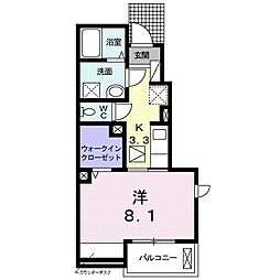 ラプロスペリテB 1Kの間取図画像