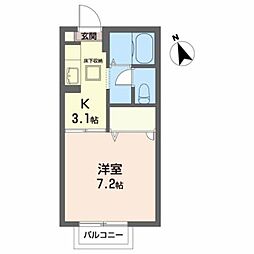 JR東北新幹線 郡山駅 徒歩29分の賃貸アパート 1階1Kの間取り