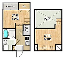 MODERN PALAZZO 福田町Ｂ 1階1SKの間取り
