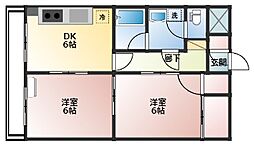 メゾン・ドゥ・ヴァン上赤江 4階2DKの間取り