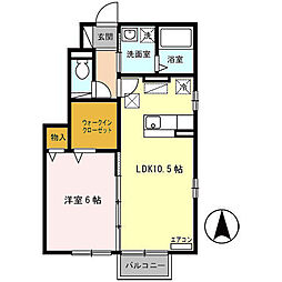 グランモアB 1LDKの間取図画像