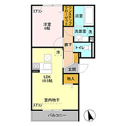 ラフェリア 1階1LDKの間取り