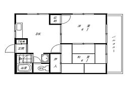 加山ハイツ 1階2DKの間取り