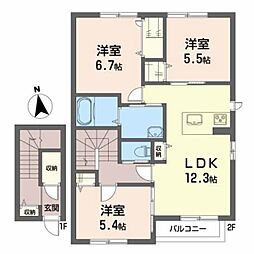 アルフラットA棟 3LDKの間取図画像