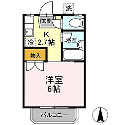 フォーライフ 2階1Kの間取り