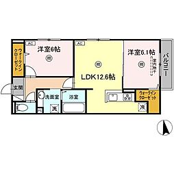 Contento 2階2LDKの間取り