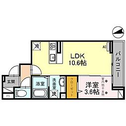 JR川越線 川越駅 徒歩10分の賃貸アパート 2階1LDKの間取り