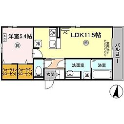 D-ROOM藤田A 1LDKの間取図画像