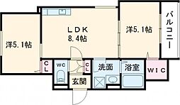 クリエオーレ錦町 2LDKの間取図画像