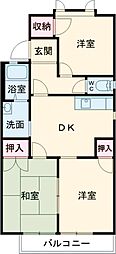 ガーデンハイツ緑ケ丘D棟 3DKの間取図画像
