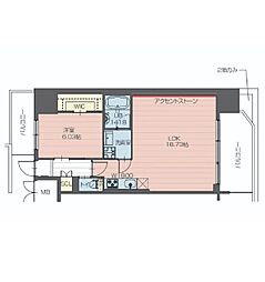 プレジオ新大阪EURO 2階1LDKの間取り