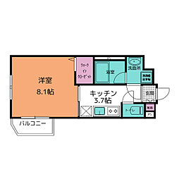 熊本市電A系統 辛島町駅 バス6分 迎町下車 徒歩5分の賃貸マンション 4階1Kの間取り