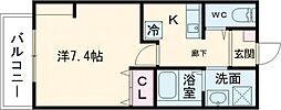 ジーイー・サンク 1Kの間取図画像