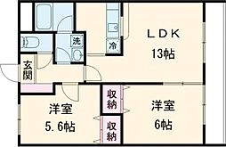ロイヤルガーデン住吉 2LDKの間取図画像