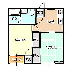 レジデンスＲ 2階2Kの間取り