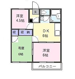 トラッドハウスＢ 2階3DKの間取り