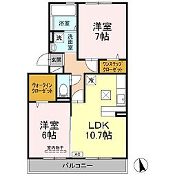 ロイヤル・メゾン　B棟 1階2LDKの間取り