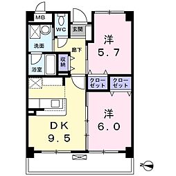 シー・グレース 2DKの間取図画像