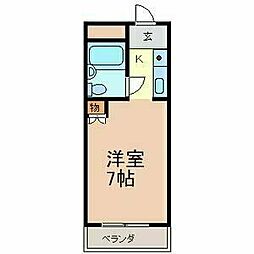 グリーンコート 2階ワンルームの間取り