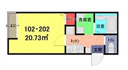メゾンプランドール一ノ割 1Kの間取図画像
