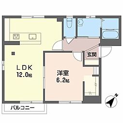 ディアスサンライトB 1LDKの間取図画像