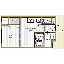 フェリシダ八幡 2階1DKの間取り
