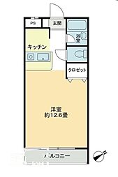 ビブラン宇多津 3階ワンルームの間取り