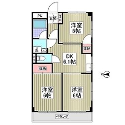 ニューオカダパールマンション 3DKの間取図画像
