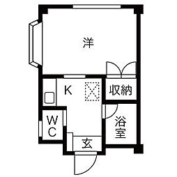 フォンテーヌイン天白 1Kの間取図画像