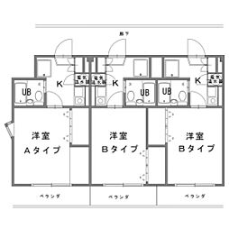 大福マンションパルナス八事裏山 1Kの間取図画像