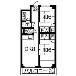 NTビル白壁 9階2DKの間取り