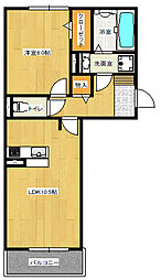 パークヴィラ合志V 2階1LDKの間取り