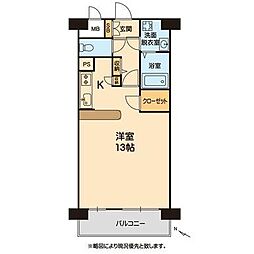レインボーヒルズ 3階ワンルームの間取り