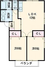 ラ・メゾン重尾 2階2LDKの間取り