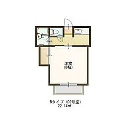 コーポ佐々木 1階1Kの間取り