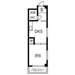 梅村ハイツ 1DKの間取図画像