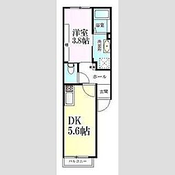 仙台市泉区黒松2丁目アパート 1DKの間取図画像