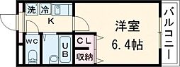 アステール鴻之台 1Kの間取図画像