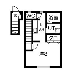 グランドパレス御所橋III 2階1Kの間取り