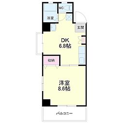 ライフ第6マンション藤枝駅前 1DKの間取図画像